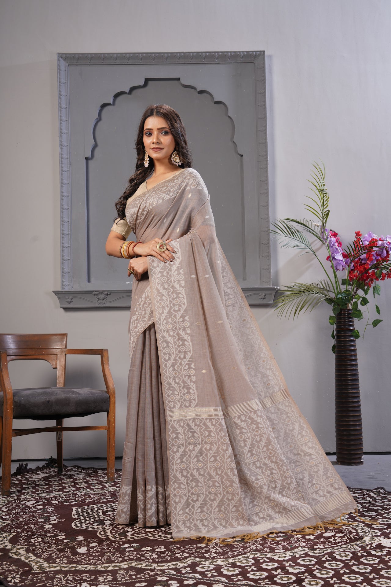 KARAMKARI-MEMSAHAB 1 (ORGANIC COTTON TUSSAR SILK SAREE)