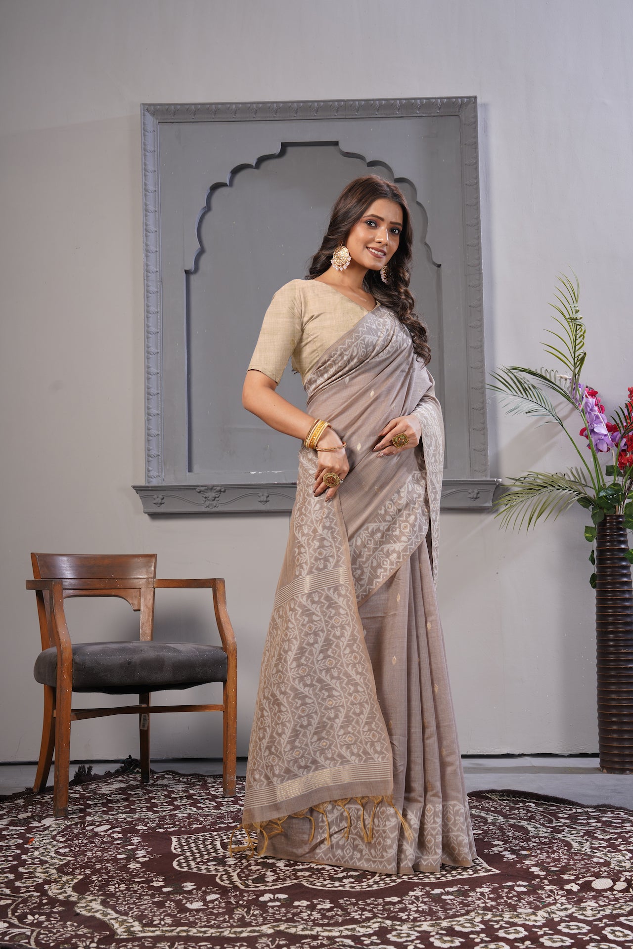 KARAMKARI-MEMSAHAB 1 (ORGANIC COTTON TUSSAR SILK SAREE)