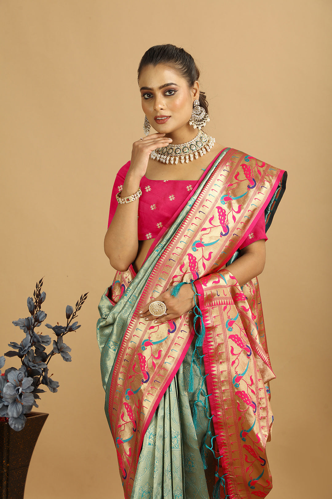 KARAMKARI-FLIRTY FABRIC (SILK SAREE)