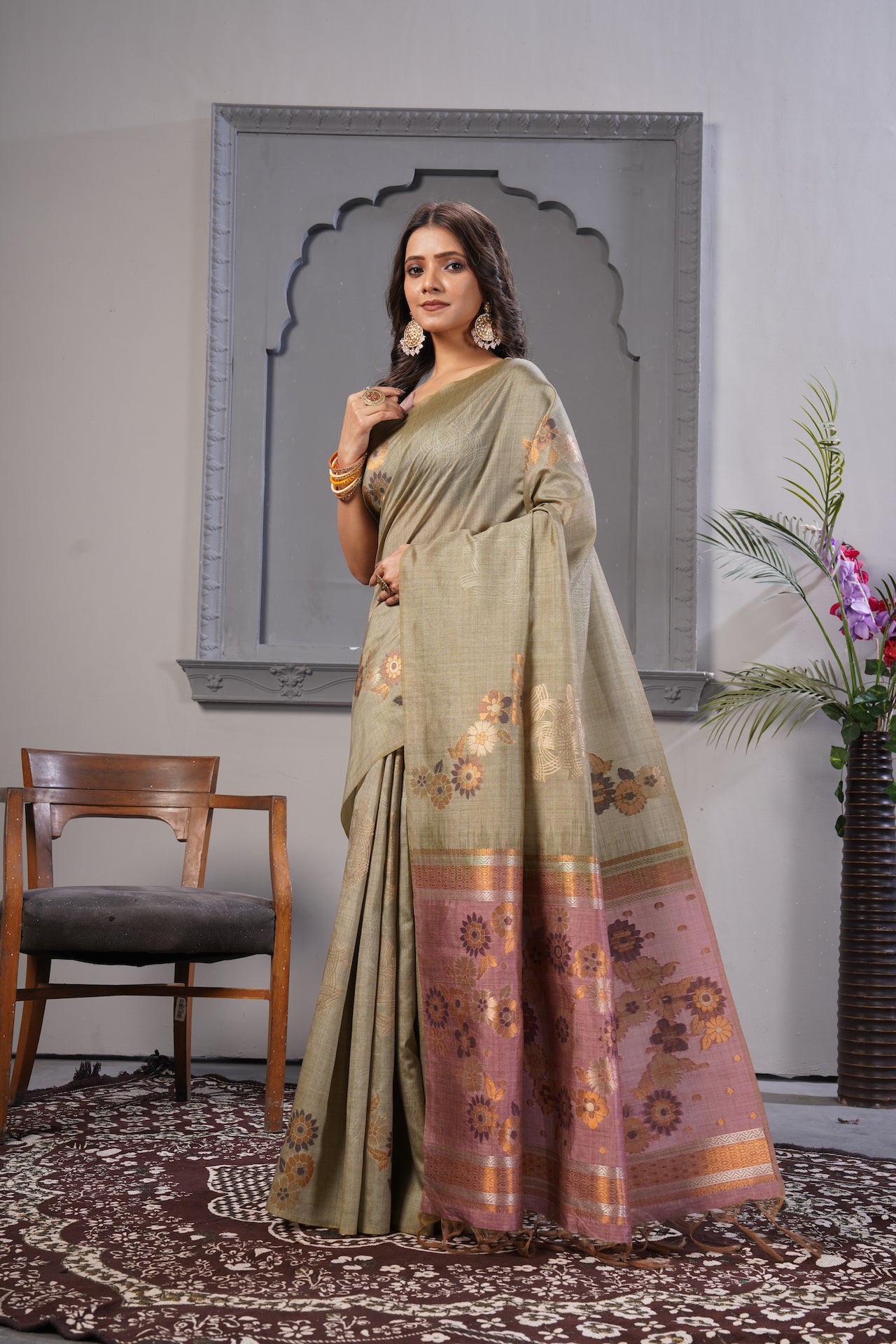 KARAMKARI-PALKI (SOFT VISCOSE SILK SAREE)