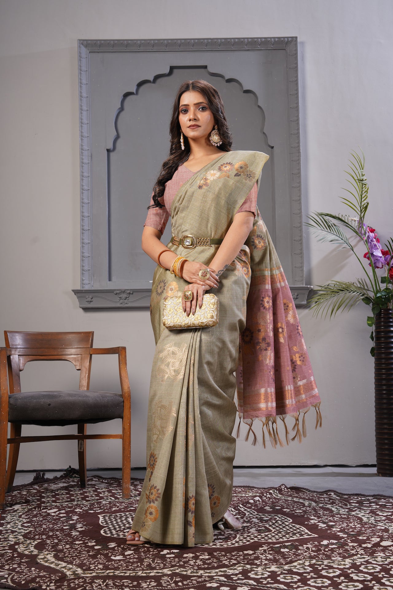 KARAMKARI-PALKI (SOFT VISCOSE SILK SAREE)